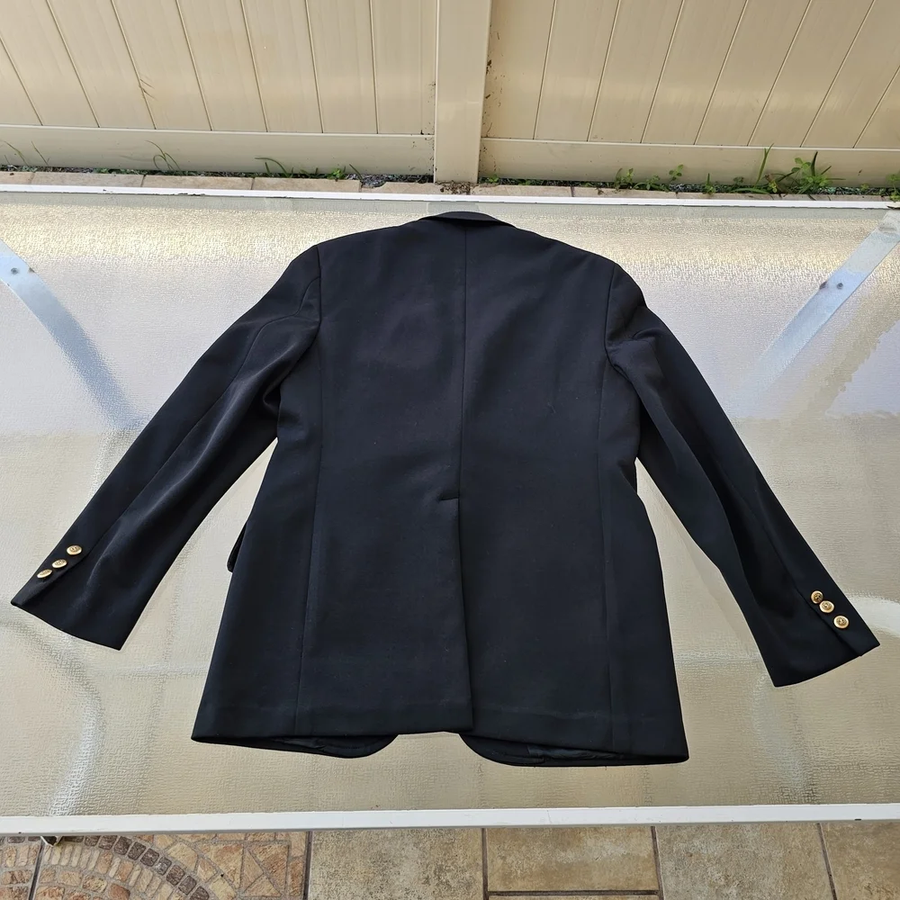 Men's Black Blazer-Gold Military Buttums-Classic Fit